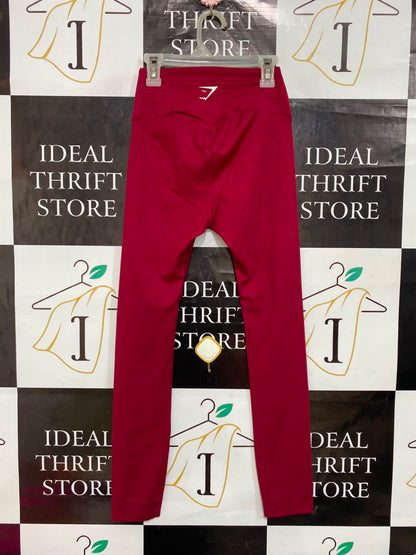GYMSHARK |S| WAIST 21| MAROON RED HIGH-WAISTED ATHLETIC LEGGINGS