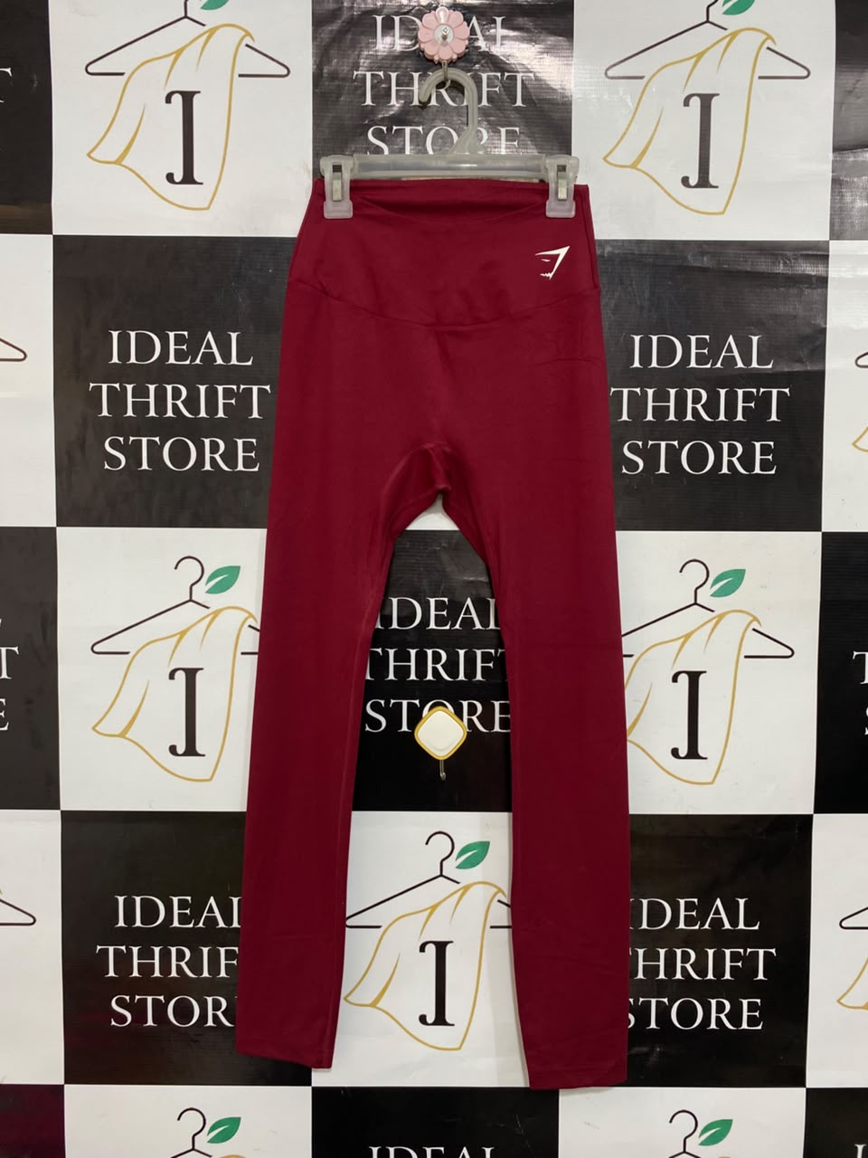 GYMSHARK |S| WAIST 21| MAROON RED HIGH-WAISTED ATHLETIC LEGGINGS