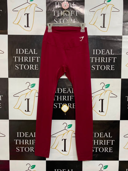GYMSHARK |S| WAIST 21| MAROON RED HIGH-WAISTED ATHLETIC LEGGINGS