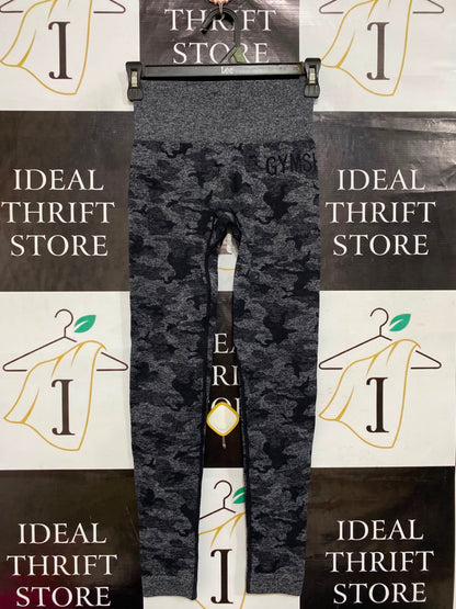 GYMSHARK |XS| WAIST 22| CHARCOAL GREY CAMO HIGH-WAISTED SEAMLESS LEGGINGS