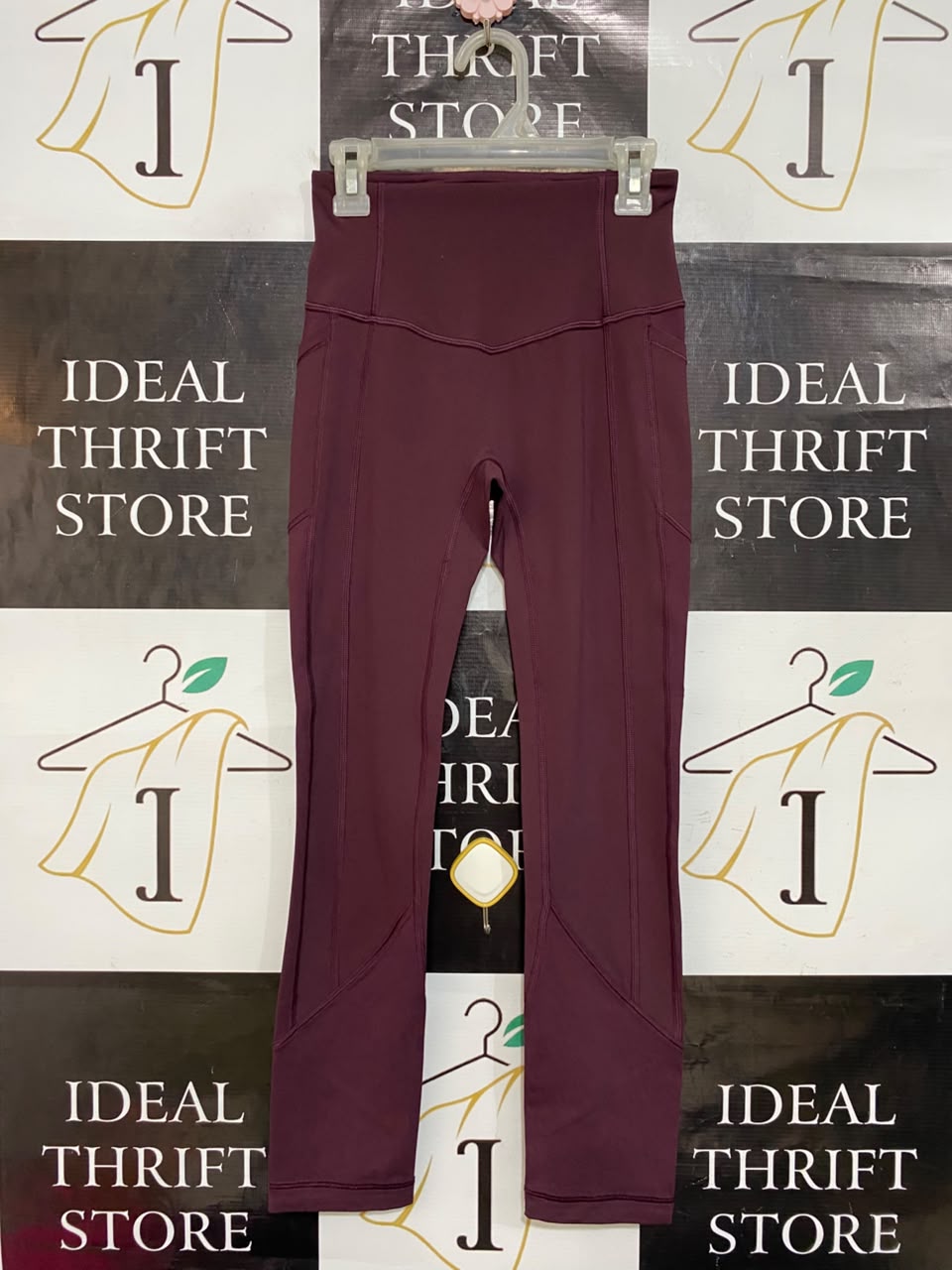 LULULEMON |XS| WAIST 21| MAROON BURGUNDY HIGH-WAISTED ATHLETIC LEGGINGS WITH SIDE POCKETS
