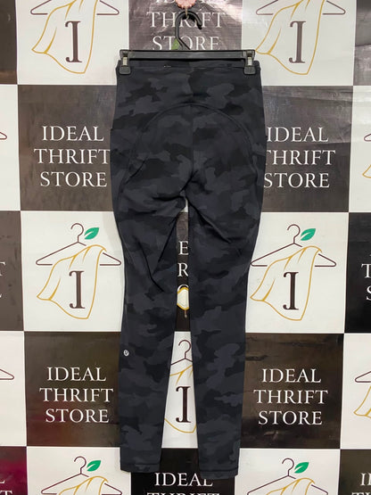 LULULEMON |XS| WAIST 24| WOMEN'S BLACK CHARCOAL CAMO HIGH-WAISTED ATHLETIC LEGGINGS WITH SIDE POCKETS & REFLECTIVE