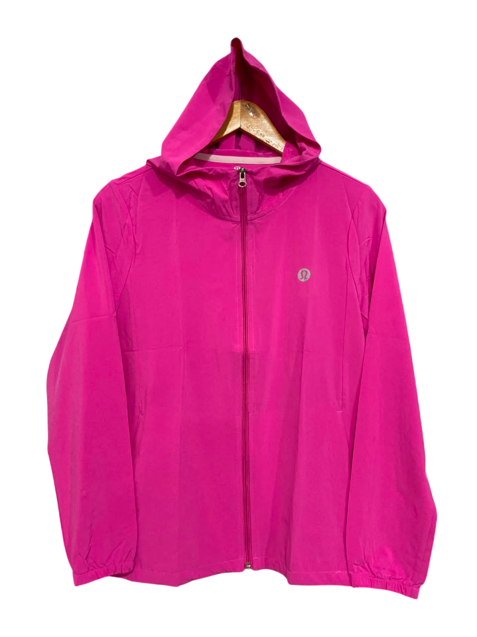LULULEMON |M| BUST 19| BRIGHT PINK FUCHSIA FULL-ZIP HOODED LIGHTWEIGHT WINDPROTECT ATHLETIC JACKET