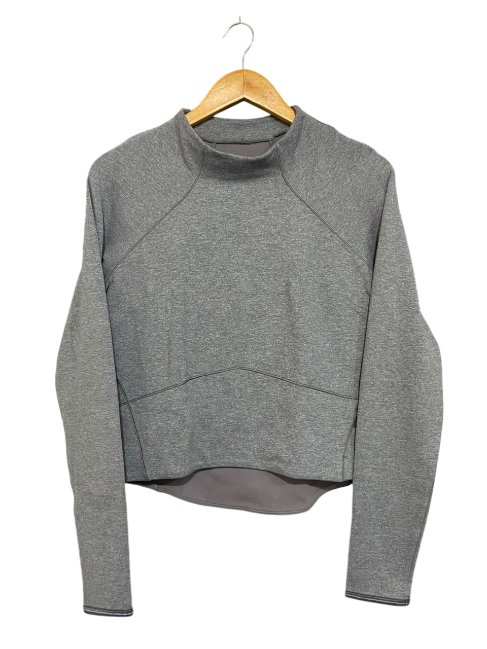 LULULEMON |M| BUST 18| GREY MARLED MOCK NECK LONG SLEEVE CROP TOP ATHLETIC SHIRT