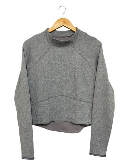 LULULEMON |M| BUST 18| GREY MARLED MOCK NECK LONG SLEEVE CROP TOP ATHLETIC SHIRT