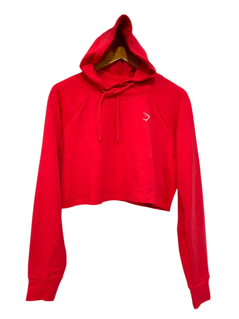 GYMSHARK |M| BUST 20| VIBRANT RED CROPPED HOODIE LONG SLEEVE PULLOVER