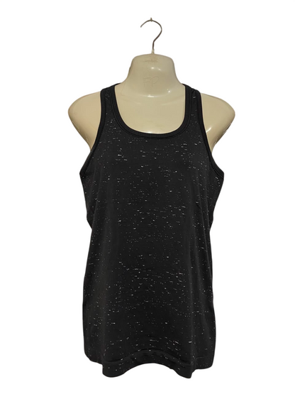 LULULEMON |S| BUST 15| BLACK WHITE SPECKLED MARLED ATHLETIC TANK TOP WOMEN'S