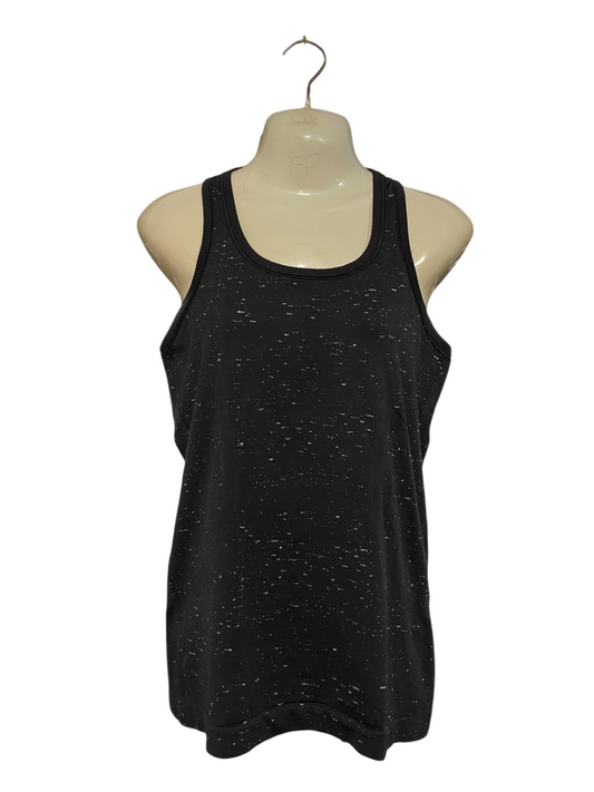 LULULEMON |S| BUST 15| BLACK WHITE SPECKLED MARLED ATHLETIC TANK TOP WOMEN'S