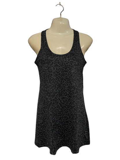 LULULEMON |S| BUST 15| BLACK GREY ABSTRACT FLORAL ANIMAL PRINT ATHLETIC TANK TOP