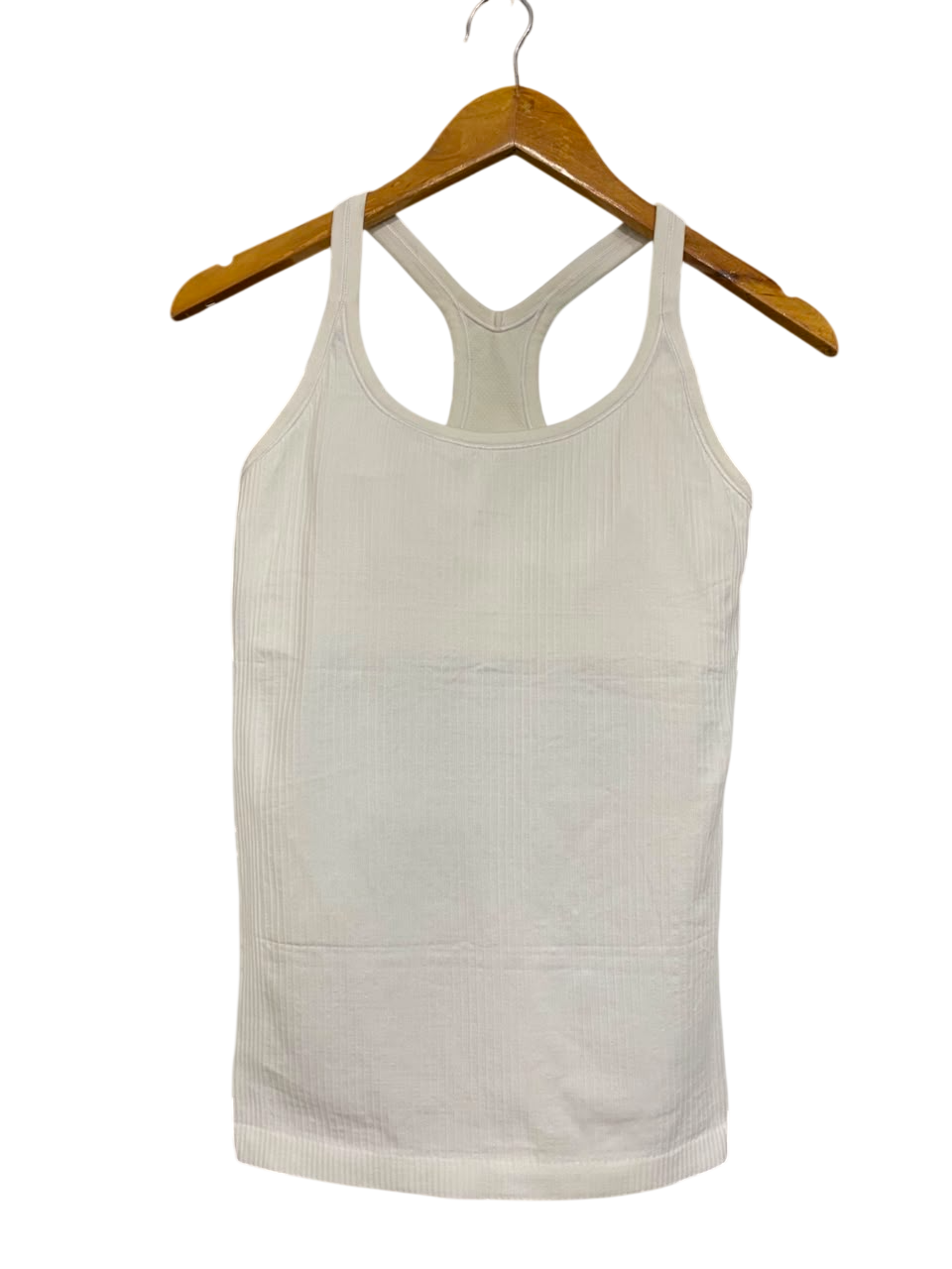 LULULEMON |XS| BUST 13| WHITE OFF-WHITE RIBBED SEAMLESS ATHLETIC RACERBACK TANK TOP