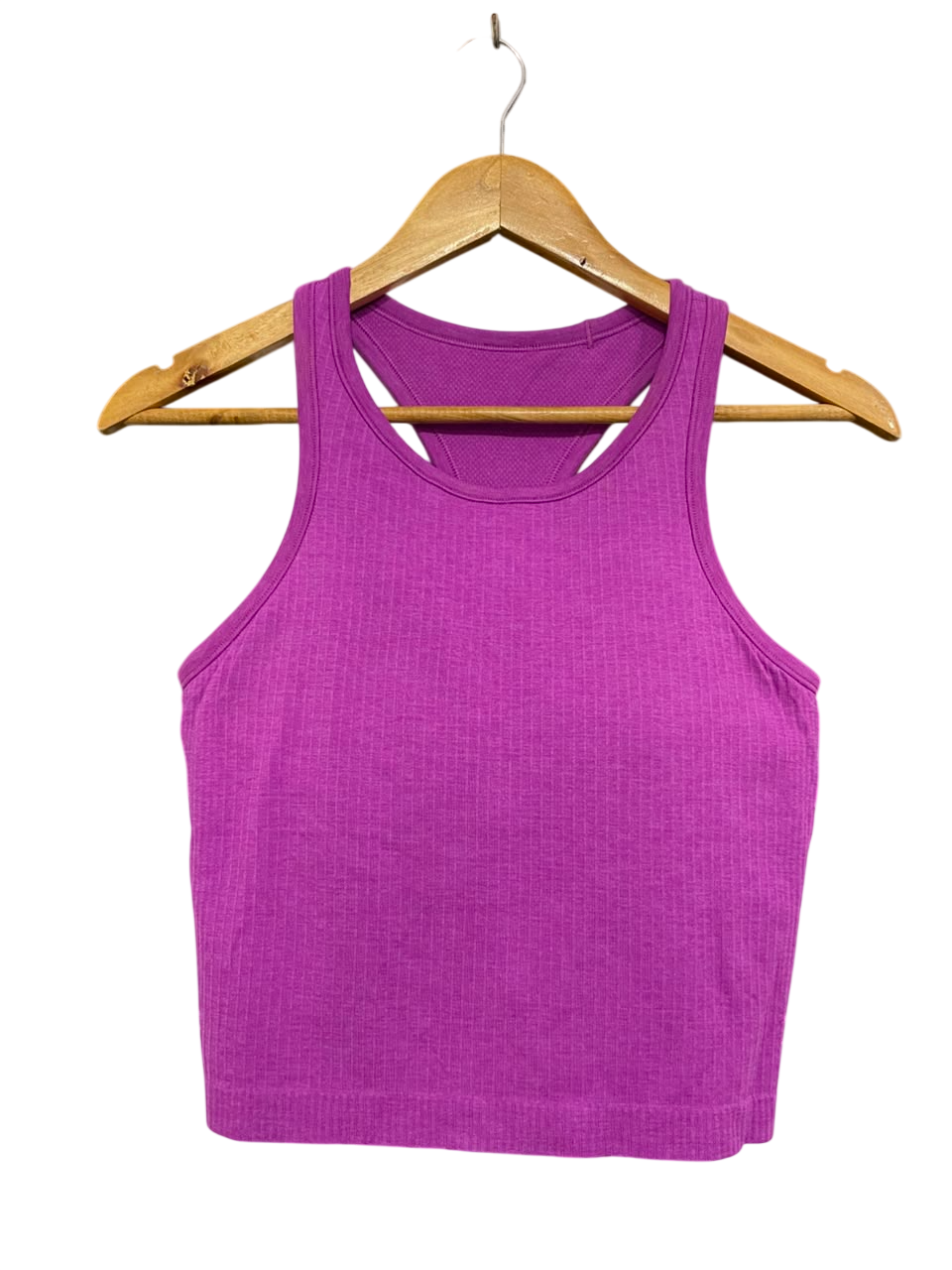 LULULEMON |S| BUST 14| PURPLE MAGENTA RIBBED SEAMLESS ATHLETIC CROP TANK TOP WOMEN'S
