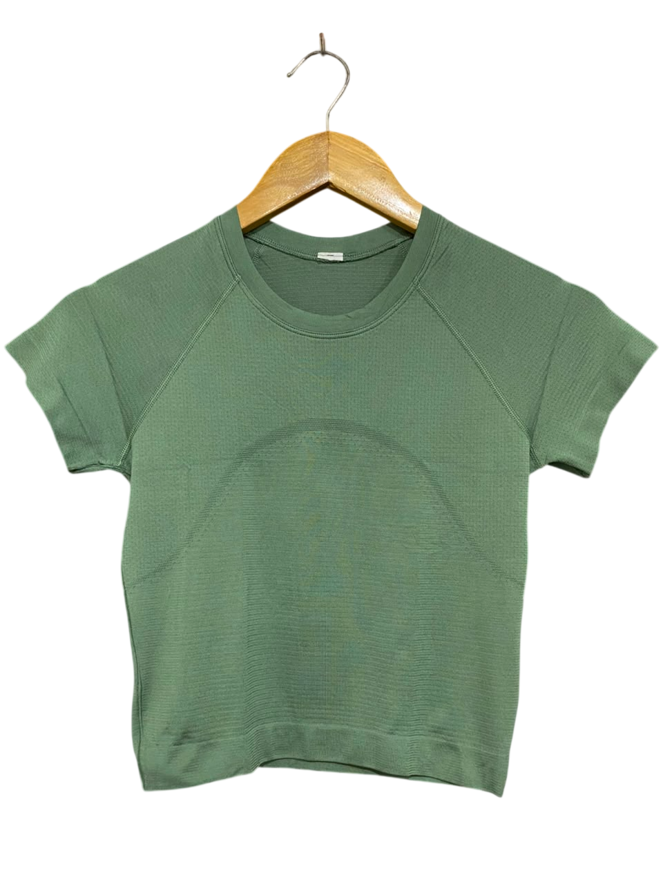 LULULEMON |XS| WAIST 13| WOMEN'S SAGE GREEN SEAMLESS SHORT-SLEEVE ATHLETIC CROP TOP ACTIVEWEAR