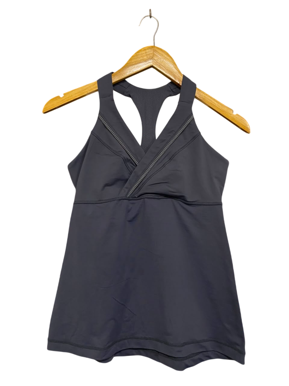 LULULEMON |S| BUST 14| WOMEN'S DARK GREY / CHARCOAL WRAP-FRONT ATHLETIC TANK TOP WITH RACERBACK ACTIVEWEAR