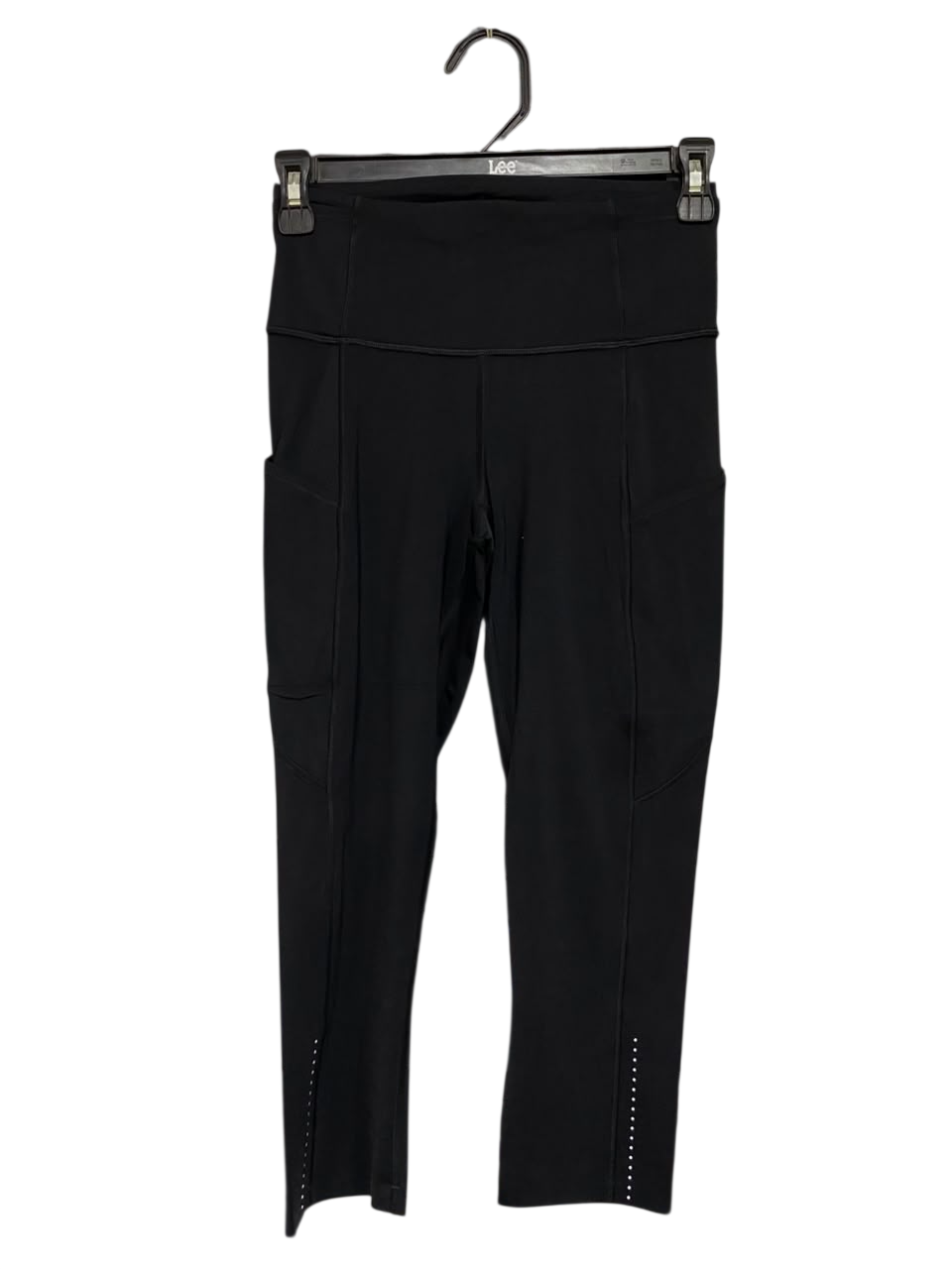 LULULEMON |XS| WAIST 24| WOMEN'S CLASSIC BLACK ATHLETIC CROPPED LEGGINGS WITH SIDE POCKETS AND REFLECTIVE HEM DETAILS ACTIVEWEAR