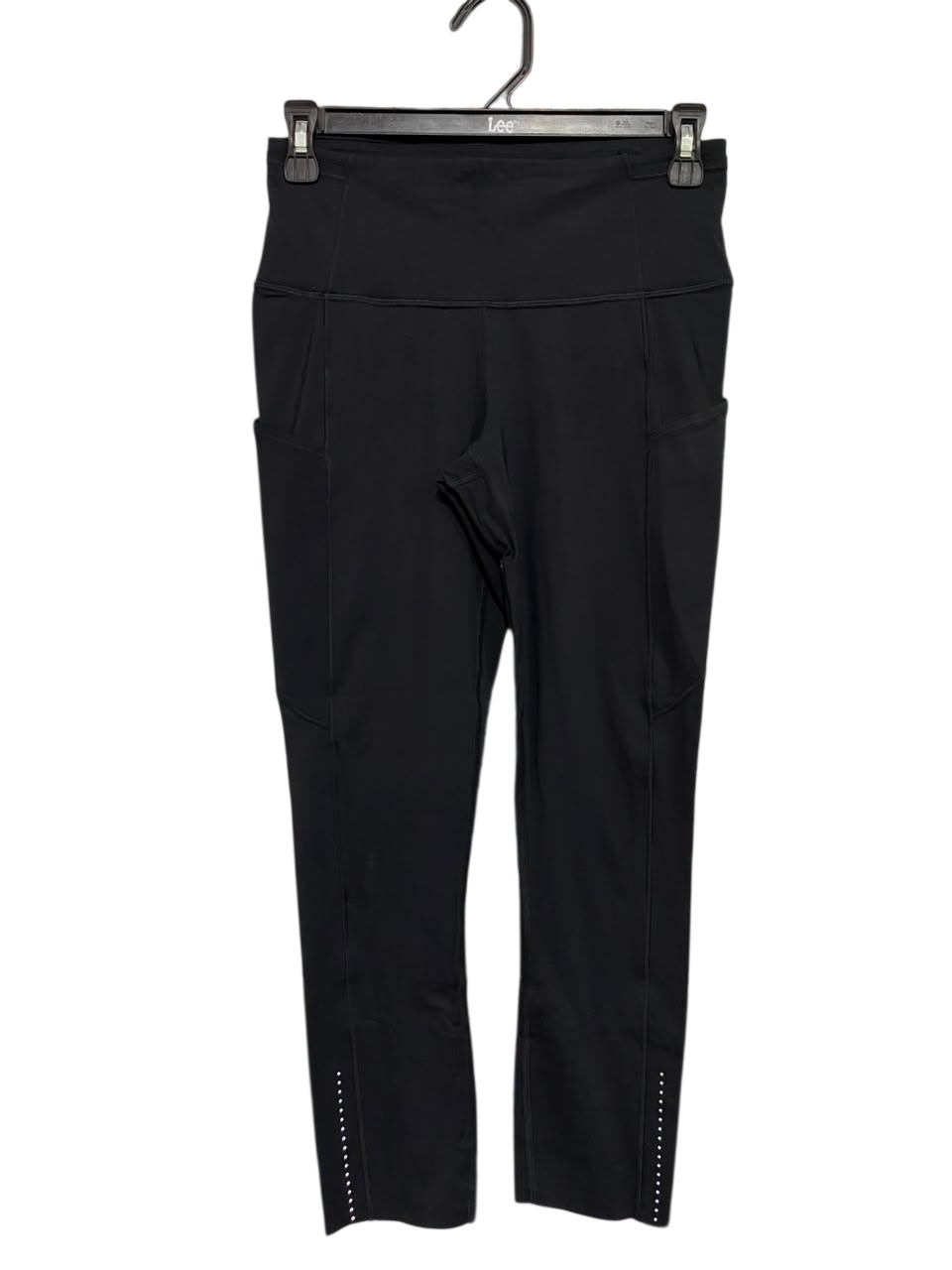 LULULEMON |S| WAIST 26| WOMEN'S CLASSIC BLACK ATHLETIC CROPPED LEGGINGS WITH SIDE POCKETS AND REFLECTIVE HEM DETAILS ACTIVEWEAR