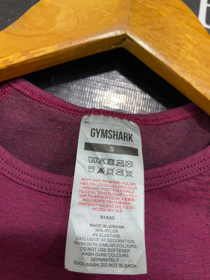 GYMSHARK |S| BUST 13| WOMEN'S VITAL SEAMLESS LONG SLEEVE CROP TOP BURGUNDY MAROON WITH THUMBHOLES ACTIVEWEAR
