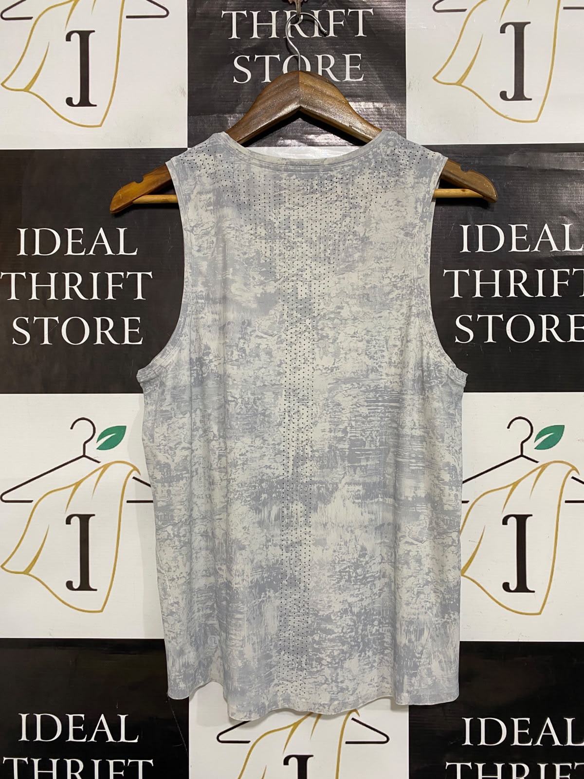 LULULEMON |M| BUST 18| WOMEN'S GREY WHITE ABSTRACT PRINT ATHLETIC TANK TOP BREATHABLE ACTIVEWEAR