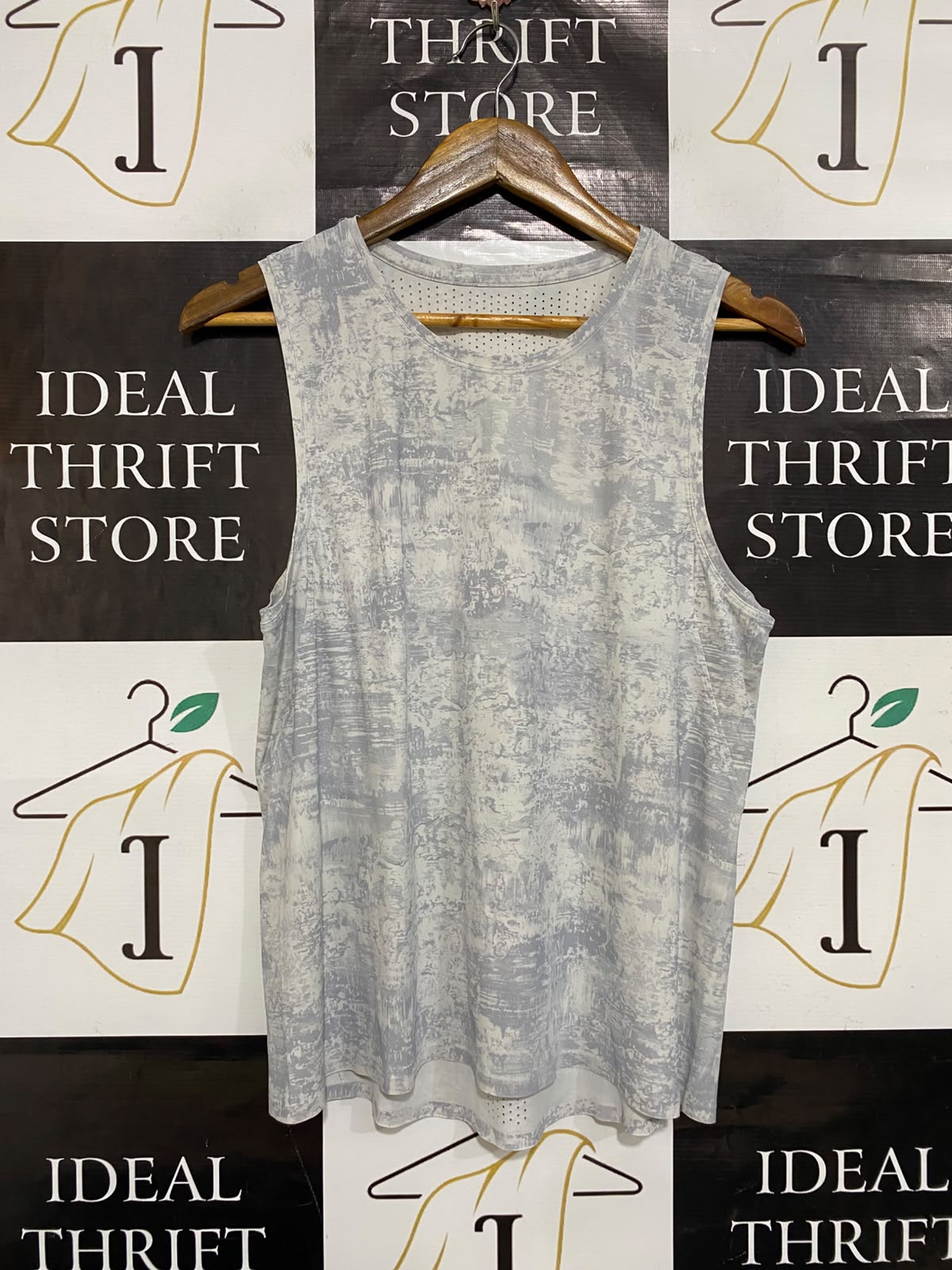 LULULEMON |M| BUST 18| WOMEN'S GREY WHITE ABSTRACT PRINT ATHLETIC TANK TOP BREATHABLE ACTIVEWEAR