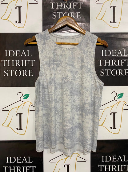 LULULEMON |M| BUST 18| WOMEN'S GREY WHITE ABSTRACT PRINT ATHLETIC TANK TOP BREATHABLE ACTIVEWEAR