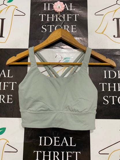 LULULEMON |XS| BUST 13| WOMEN'S SAGE GREEN MINT LONG-LINE ATHLETIC SPORTS BRA STRAPPY BACK ACTIVEWEAR