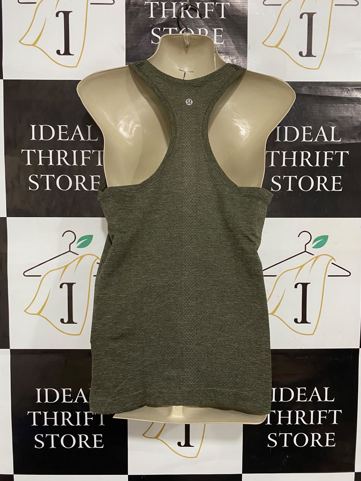 LULULEMON |S| BUST 15| WOMEN'S OLIVE GREEN HEATHERED ATHLETIC TANK TOP RACERBACK ACTIVEWEAR
