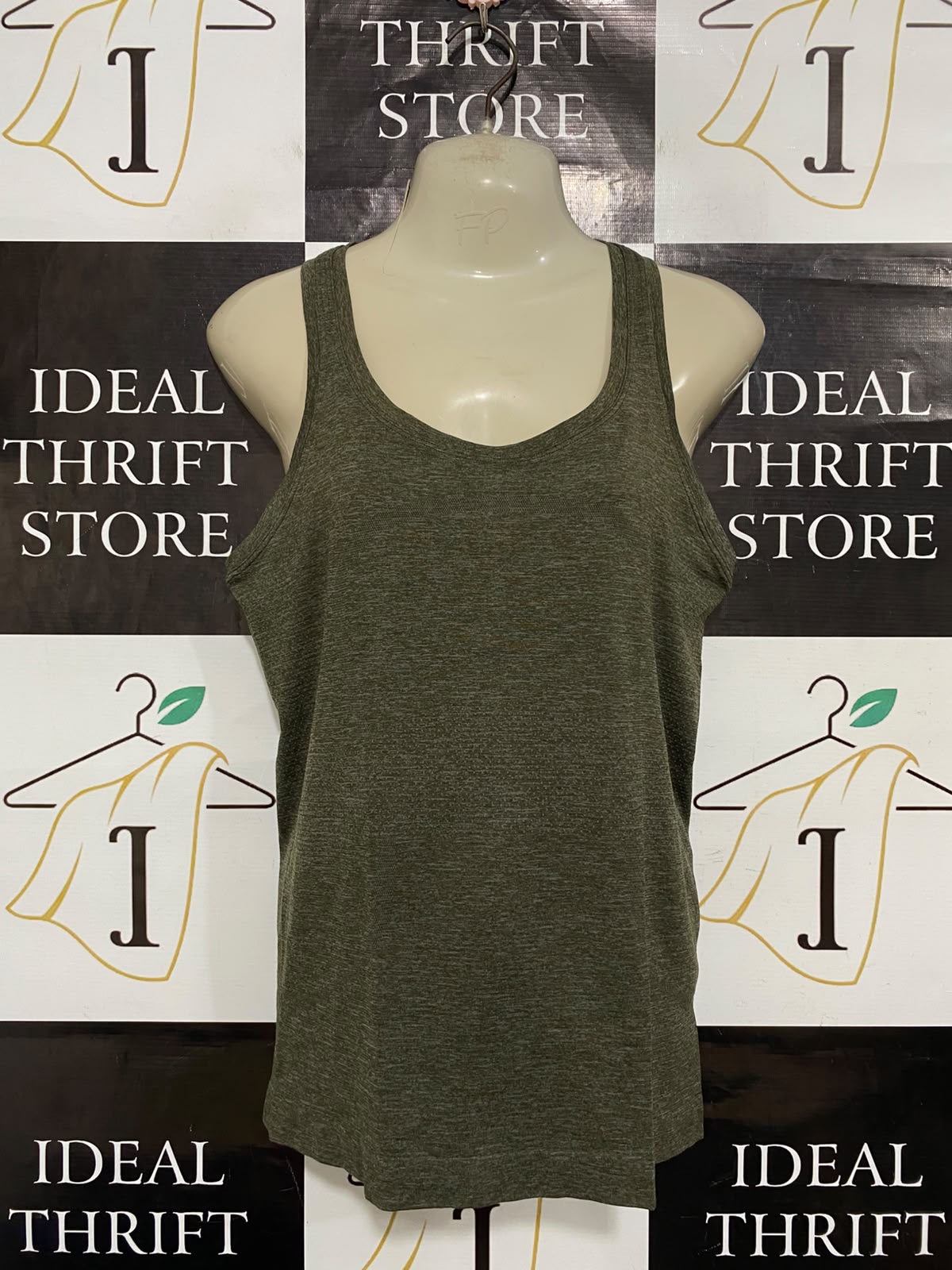 LULULEMON |S| BUST 15| WOMEN'S OLIVE GREEN HEATHERED ATHLETIC TANK TOP RACERBACK ACTIVEWEAR