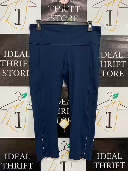 LULULEMON |L| WAIST 30| WOMEN'S NAVY BLUE CROPPED ATHLETIC LEGGINGS WITH SIDE POCKETS ACTIVEWEAR