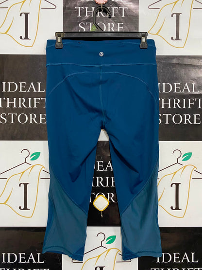 LULULEMON |M| WAIST 28| WOMEN'S TEAL BLUE CROPPED ATHLETIC LEGGINGS CAPRIS ACTIVEWEAR