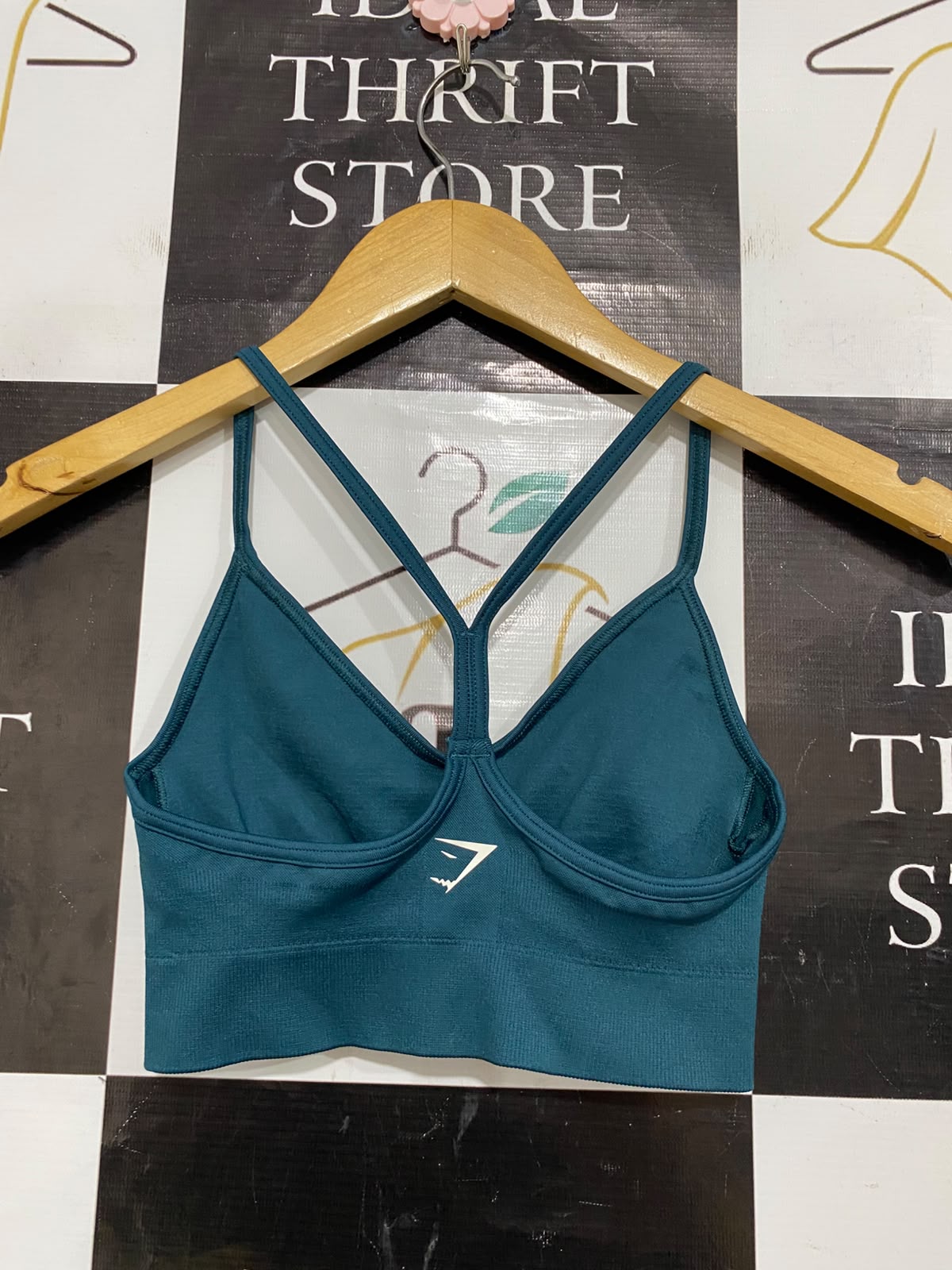 GYMSHARK |XS| BUST 11| WOMEN'S TEAL BLUE SEAMLESS ATHLETIC SPORTS BRA RACERBACK ACTIVEWEAR