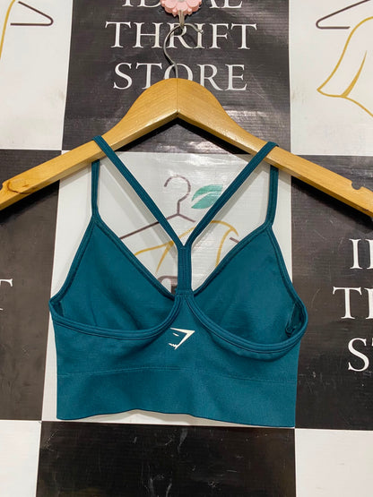 GYMSHARK |XS| BUST 11| WOMEN'S TEAL BLUE SEAMLESS ATHLETIC SPORTS BRA RACERBACK ACTIVEWEAR
