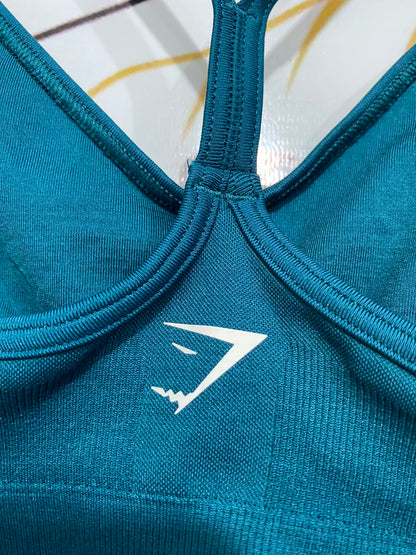 GYMSHARK |XS| BUST 11| WOMEN'S TEAL BLUE SEAMLESS ATHLETIC SPORTS BRA RACERBACK ACTIVEWEAR