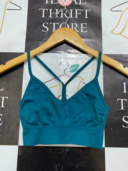 GYMSHARK |XS| BUST 11| WOMEN'S TEAL BLUE SEAMLESS ATHLETIC SPORTS BRA RACERBACK ACTIVEWEAR