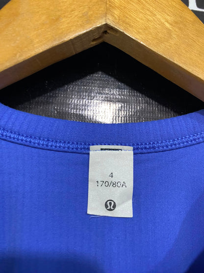 LULULEMON |S| BUST 14| WOMEN'S BLUE RIBBED ATHLETIC TANK TOP WITH SIDE RUFFLE RUCHE DETAILS ACTIVEWEAR