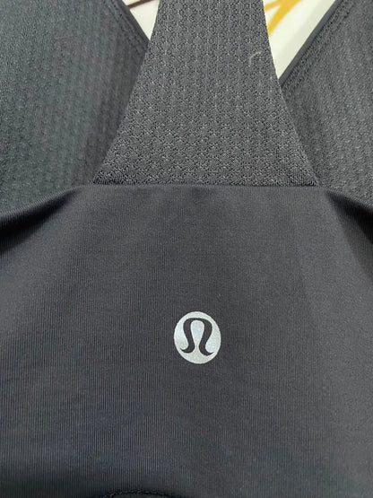 LULULEMON |S| BUST 14| WOMEN'S DARK GREY / CHARCOAL WRAP-FRONT ATHLETIC TANK TOP WITH RACERBACK ACTIVEWEAR