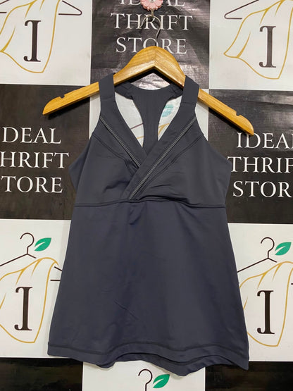 LULULEMON |S| BUST 14| WOMEN'S DARK GREY / CHARCOAL WRAP-FRONT ATHLETIC TANK TOP WITH RACERBACK ACTIVEWEAR