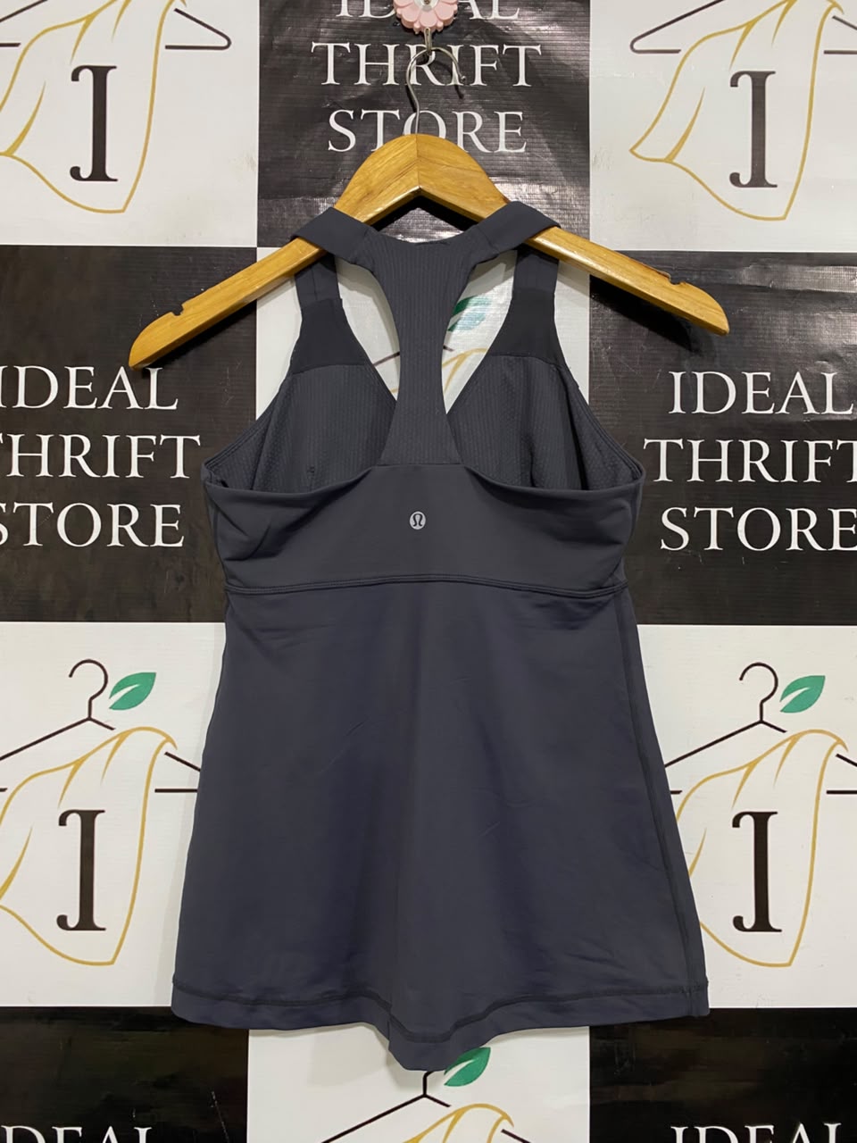 LULULEMON |S| BUST 14| WOMEN'S DARK GREY / CHARCOAL WRAP-FRONT ATHLETIC TANK TOP WITH RACERBACK ACTIVEWEAR