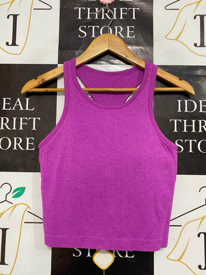 LULULEMON |S| BUST 14| PURPLE MAGENTA RIBBED SEAMLESS ATHLETIC CROP TANK TOP WOMEN'S