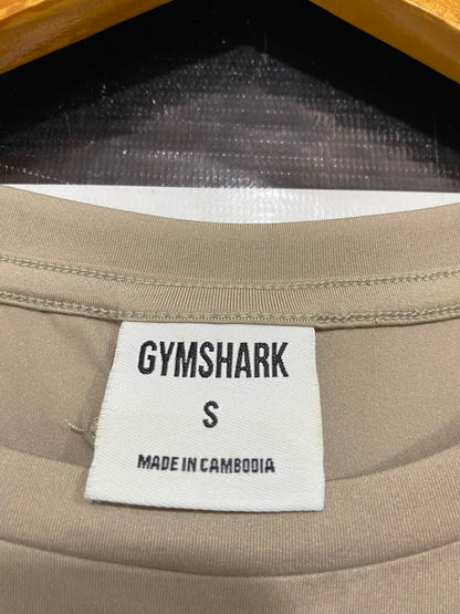 GYMSHARK |S| BUST 19| BEIGE TAN OVERSIZED CASUAL ATHLETIC SHORT SLEEVE T-SHIRT WOMEN'S