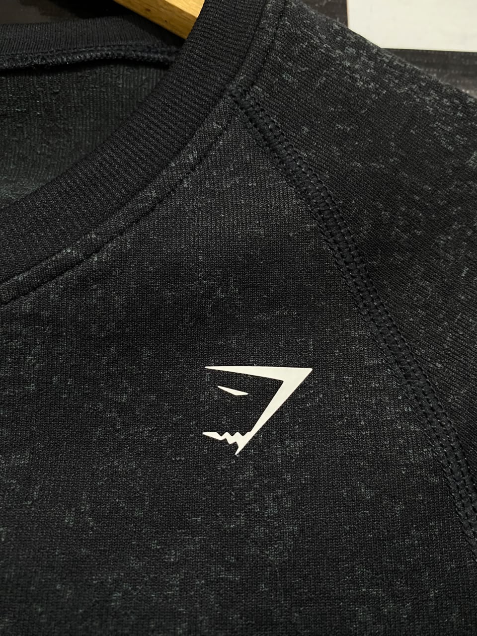 GYMSHARK |XS| BUST 13| BLACK MARLED JACQUARD LONG SLEEVE CROP TOP WOMEN'S