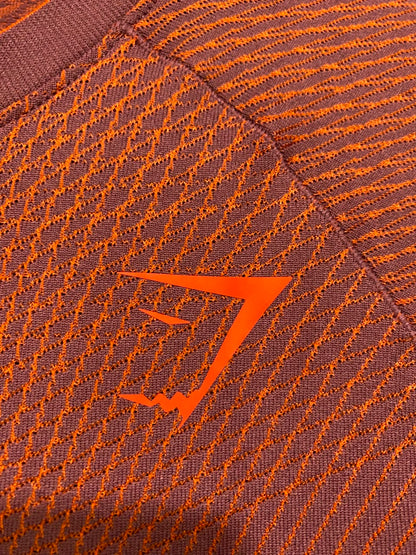 GYMSHARK |S| BUST 18| RUST ORANGE BURNT RED SEAMLESS ATHLETIC SHORT SLEEVE T-SHIRT