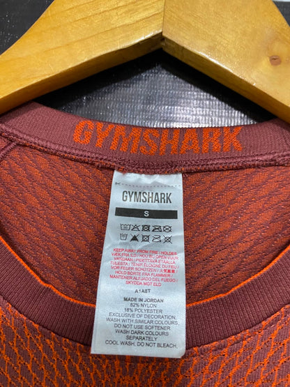 GYMSHARK |S| BUST 18| RUST ORANGE BURNT RED SEAMLESS ATHLETIC SHORT SLEEVE T-SHIRT
