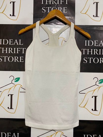 LULULEMON |XS| BUST 13| WHITE OFF-WHITE RIBBED SEAMLESS ATHLETIC RACERBACK TANK TOP