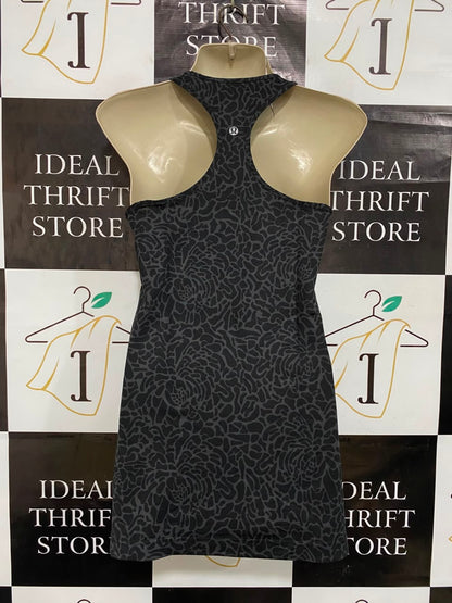 LULULEMON |S| BUST 15| BLACK GREY ABSTRACT FLORAL ANIMAL PRINT ATHLETIC TANK TOP