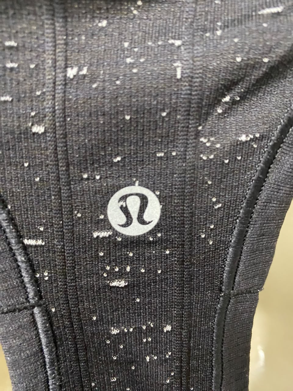 LULULEMON |S| BUST 15| BLACK WHITE SPECKLED MARLED ATHLETIC TANK TOP WOMEN'S