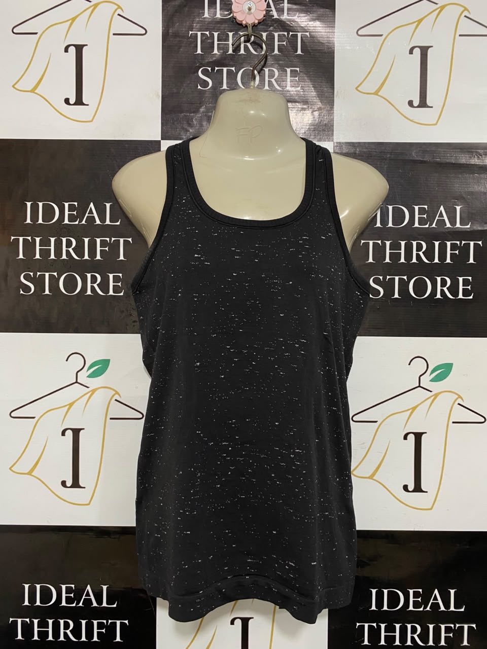 LULULEMON |S| BUST 15| BLACK WHITE SPECKLED MARLED ATHLETIC TANK TOP WOMEN'S