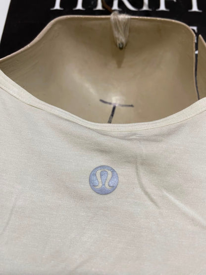 LULULEMON |S| BUST 17| WHITE OFF-WHITE COLD SHOULDER CUTOUT CROP TOP SHORT SLEEVE SHIRT