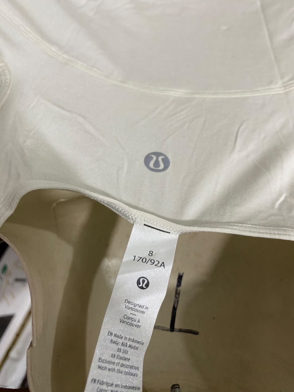 LULULEMON |S| BUST 17| WHITE OFF-WHITE COLD SHOULDER CUTOUT CROP TOP SHORT SLEEVE SHIRT