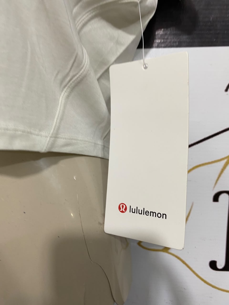LULULEMON |S| BUST 17| WHITE OFF-WHITE COLD SHOULDER CUTOUT CROP TOP SHORT SLEEVE SHIRT