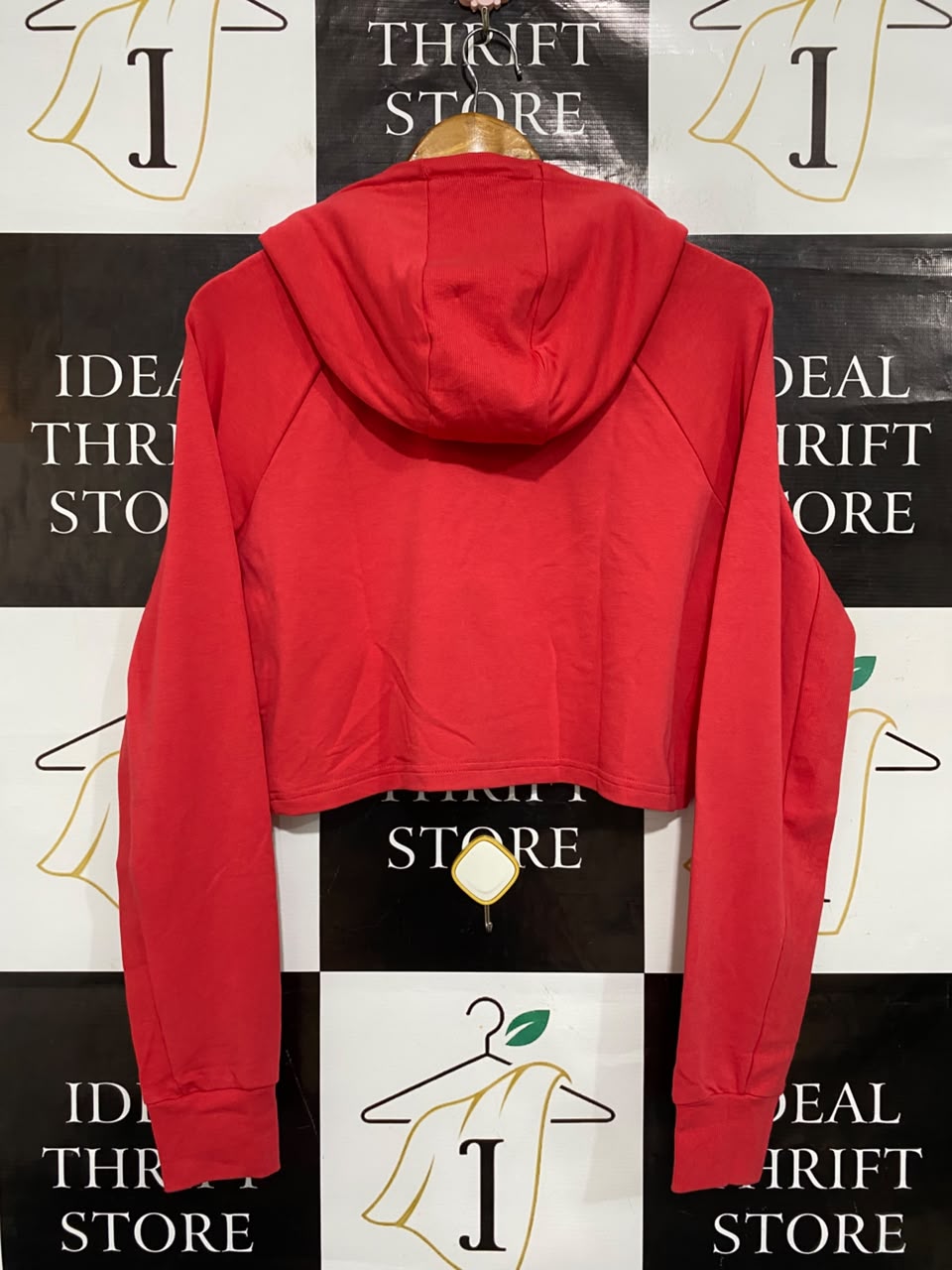 GYMSHARK |M| BUST 20| VIBRANT RED CROPPED HOODIE LONG SLEEVE PULLOVER