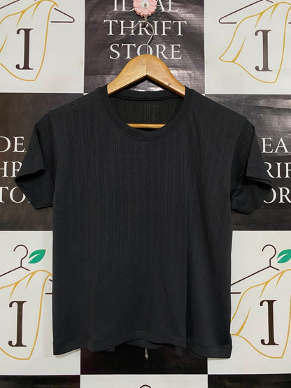 LULULEMON |M| BUST 18| BLACK PERFORATED VENTILATED ATHLETIC SHORT SLEEVE T-SHIRT